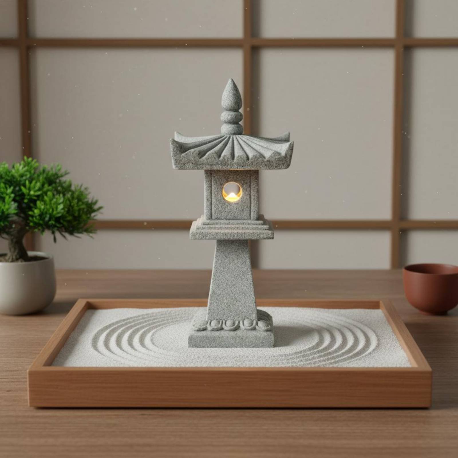 Smart Garden In Home - Miniature Stone Lantern Antique Finish Bonsai